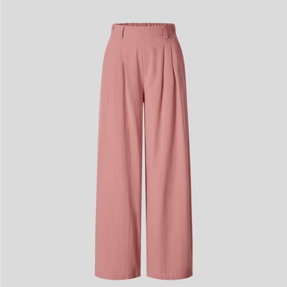 🧡NWT HALARA High Waisted Side Pocket Wide Leg Flowy Palazzo Cotton Pants - Picture 6 of 7